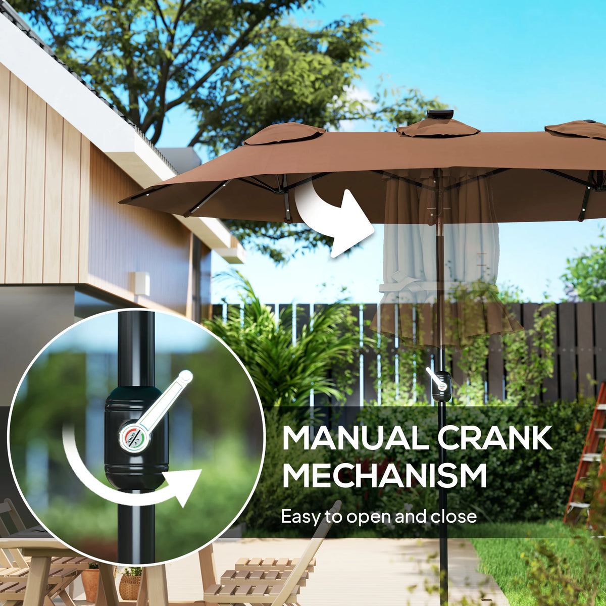 Outsunny Double Sided Patio Umbrella With Solar Led Light