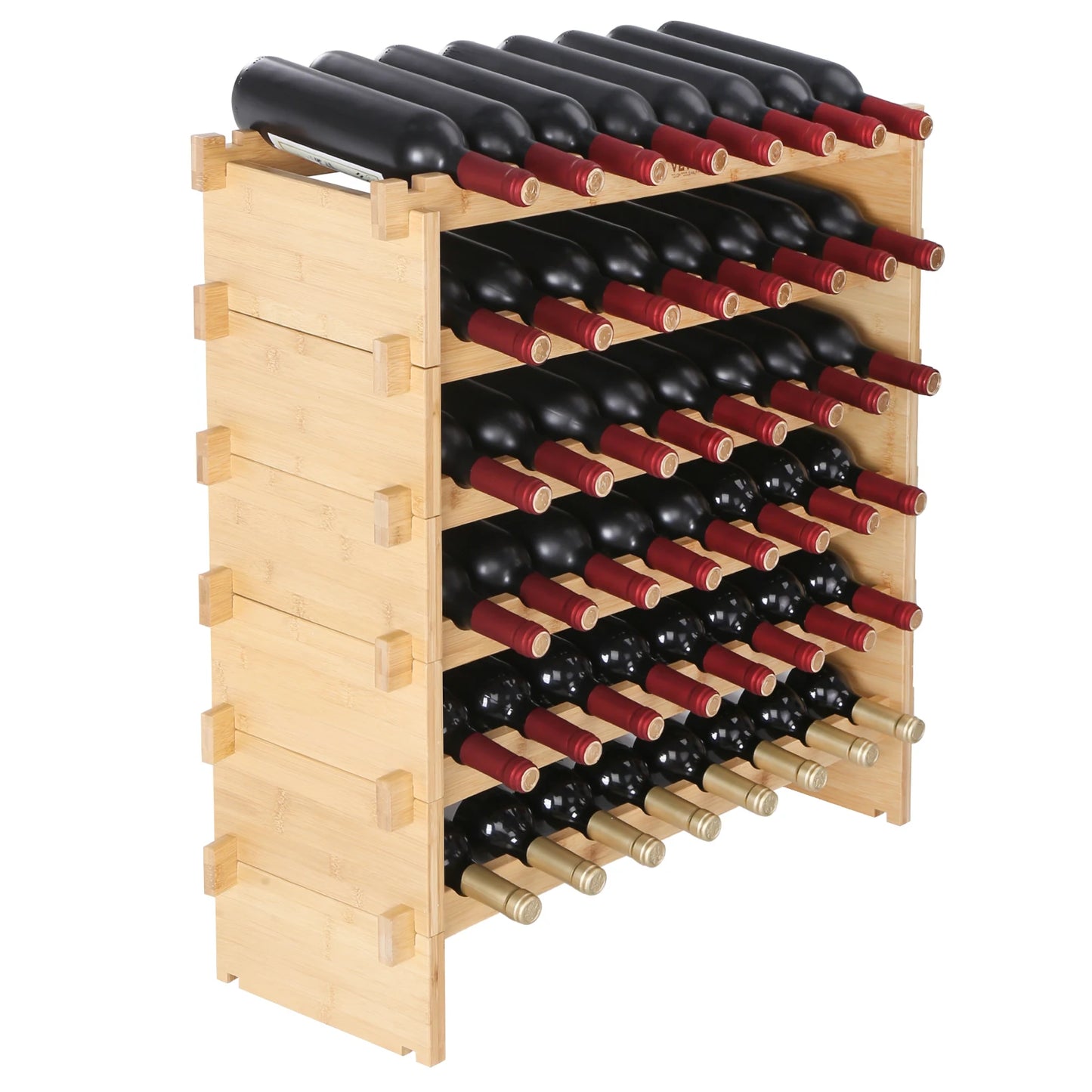 SucceBuy 8-Tier Stackable Bamboo Wine Rack Free Standing