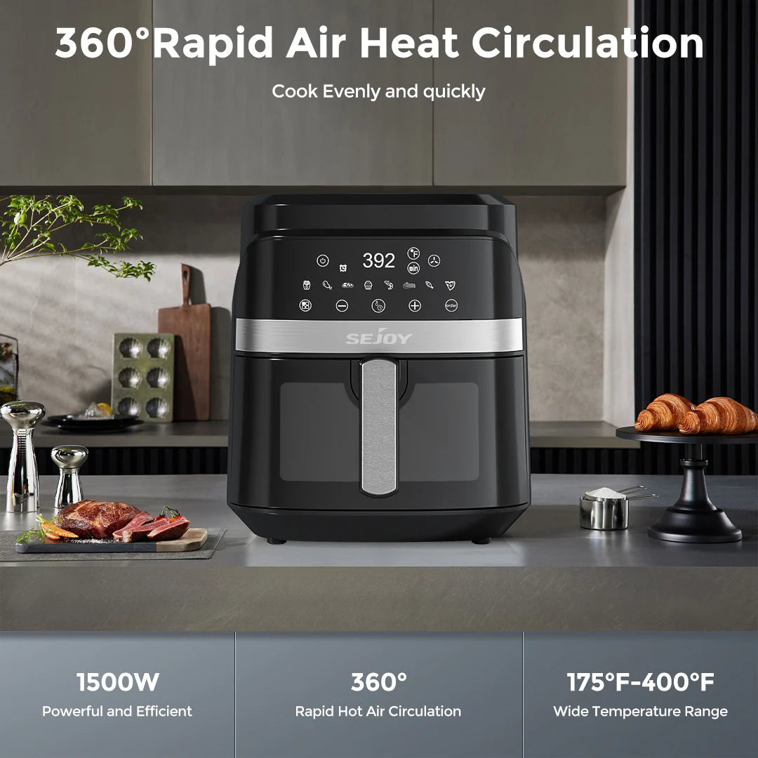 SEJOY 8-In-1 Air Fryer Oilless Cooker For Roast Bake Dehydrate Keep Warm