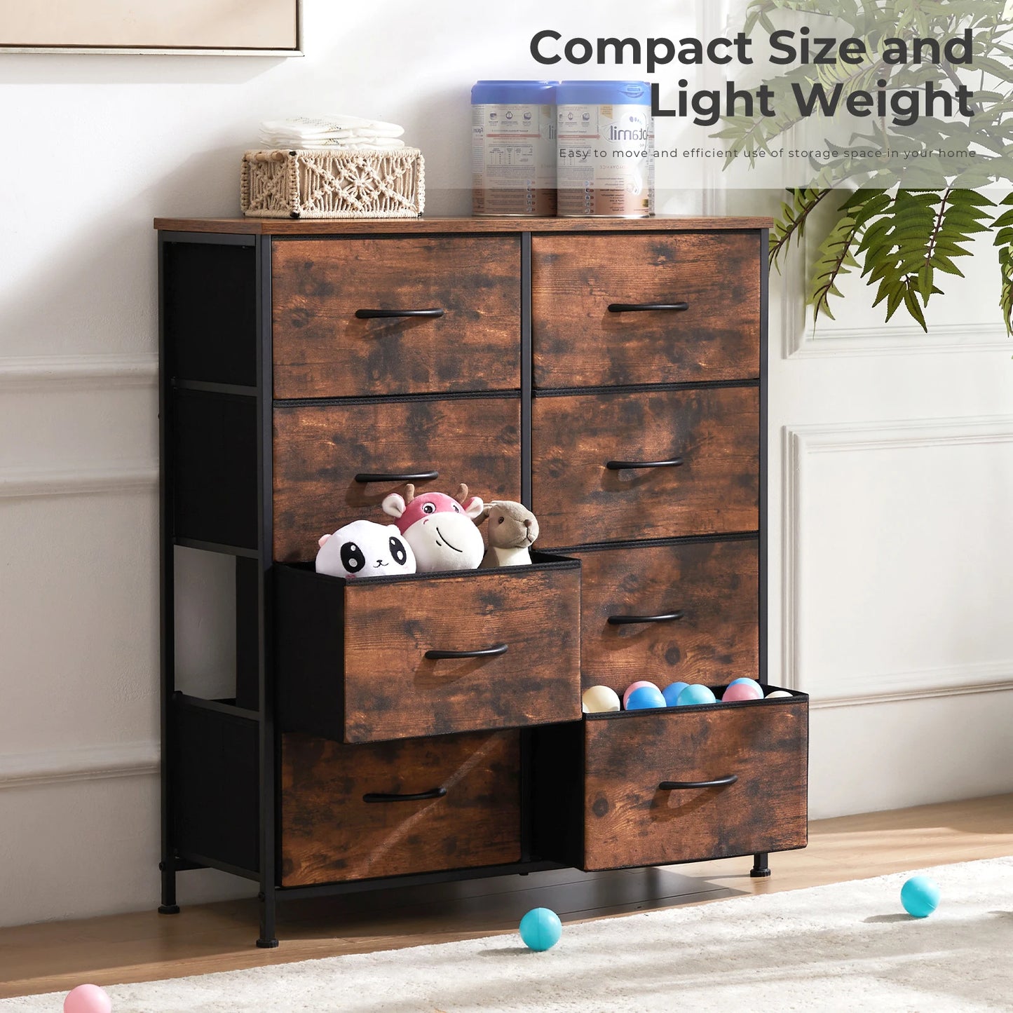 MCQ Fabric 8-Drawer Cabinet For Living Room Storage Organizer