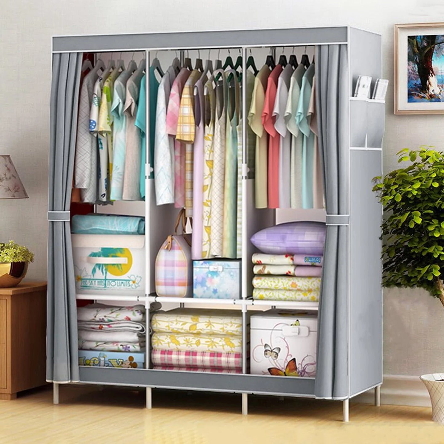 Portable Closet Wardrobe Organizer Storage Rack Nonwoven Fabric