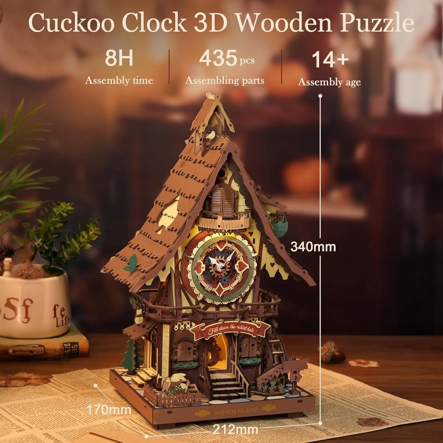 Robotime Rokr 3D Wooden Cuckoo Clock Kit With Working Bird