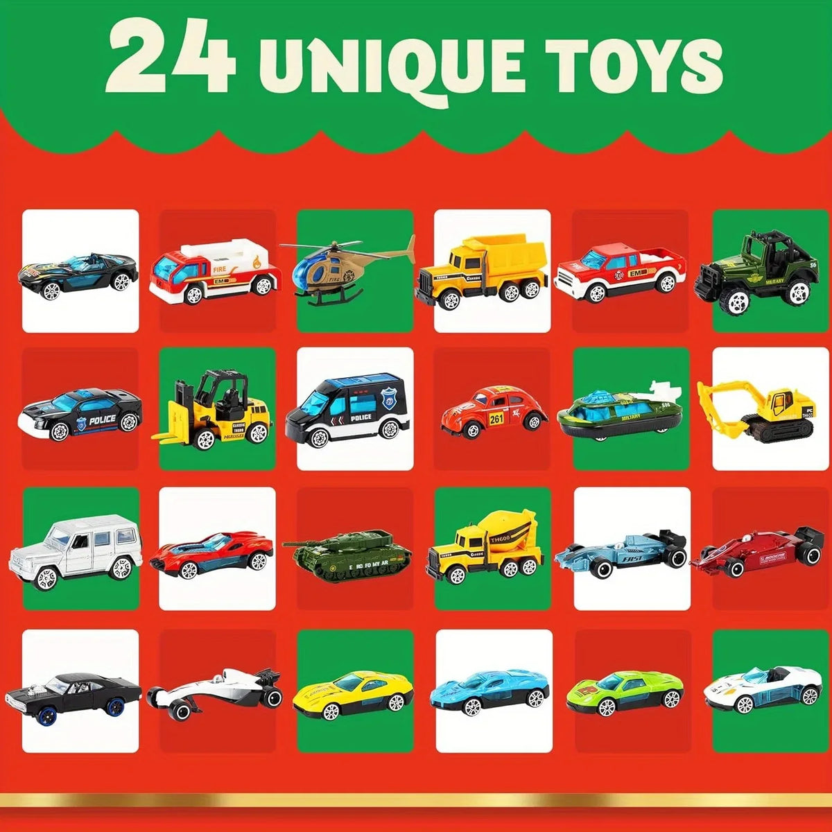 Joyfy Christmas Vehicle Advent Calendar With Diecast Cars