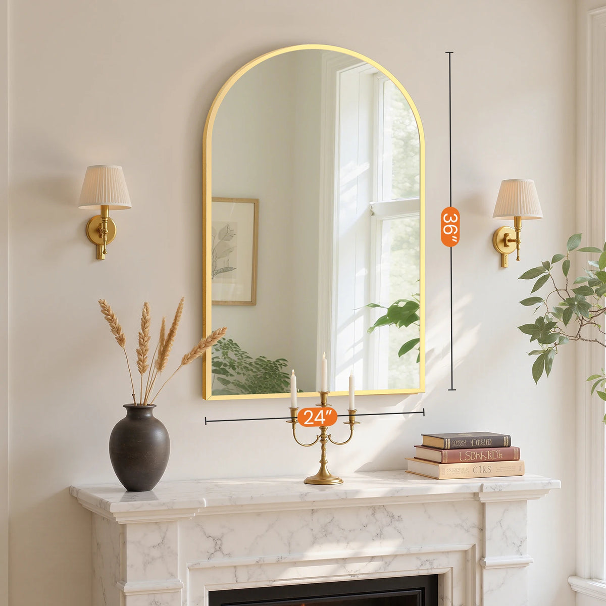 MCQ Arched Wall Mount Bathroom Mirror With Aluminum Frame