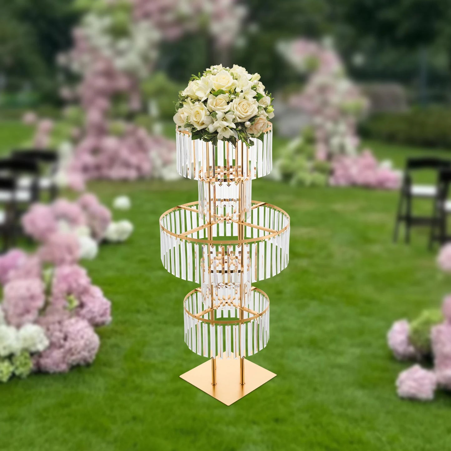 5-Tier Wedding Centerpiece Stand With Acrylic Flower Vases