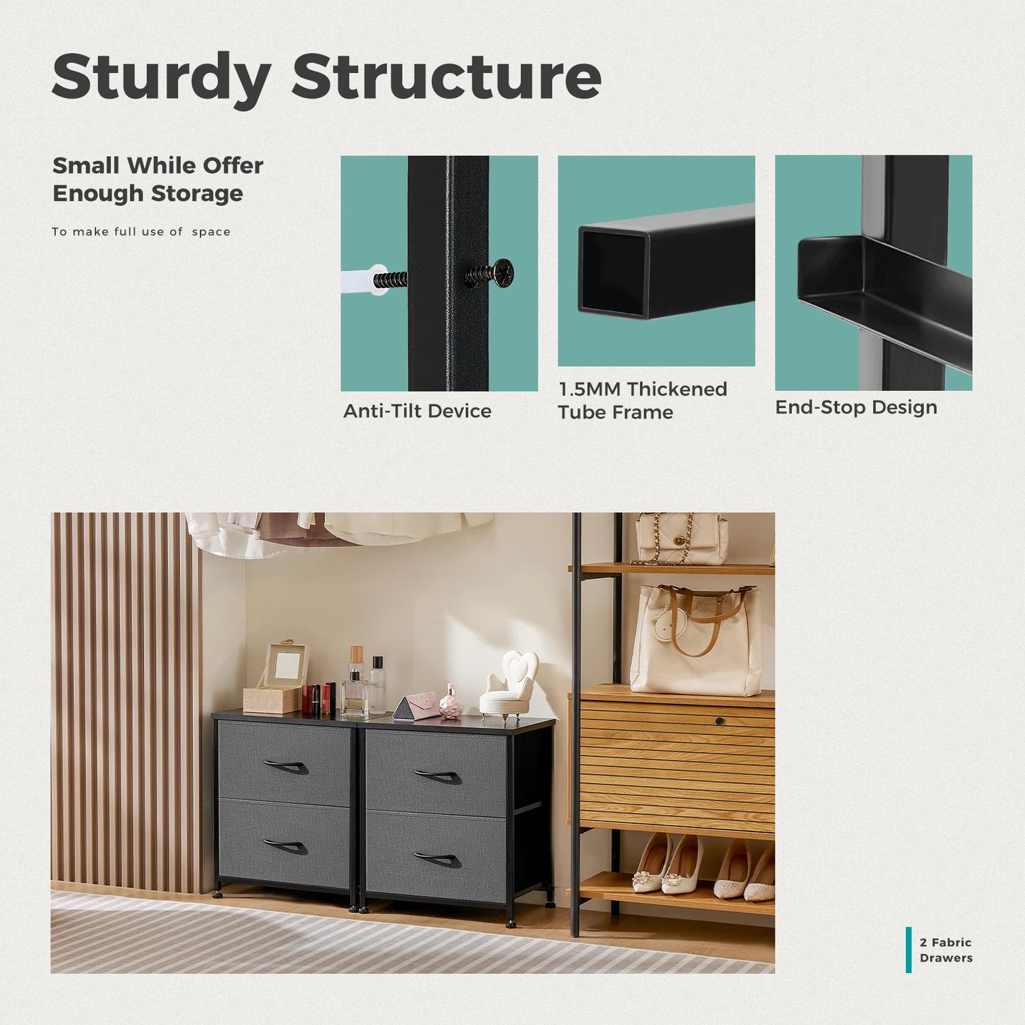 MCQ Living Room Storage Cabinet With Fabric Drawers