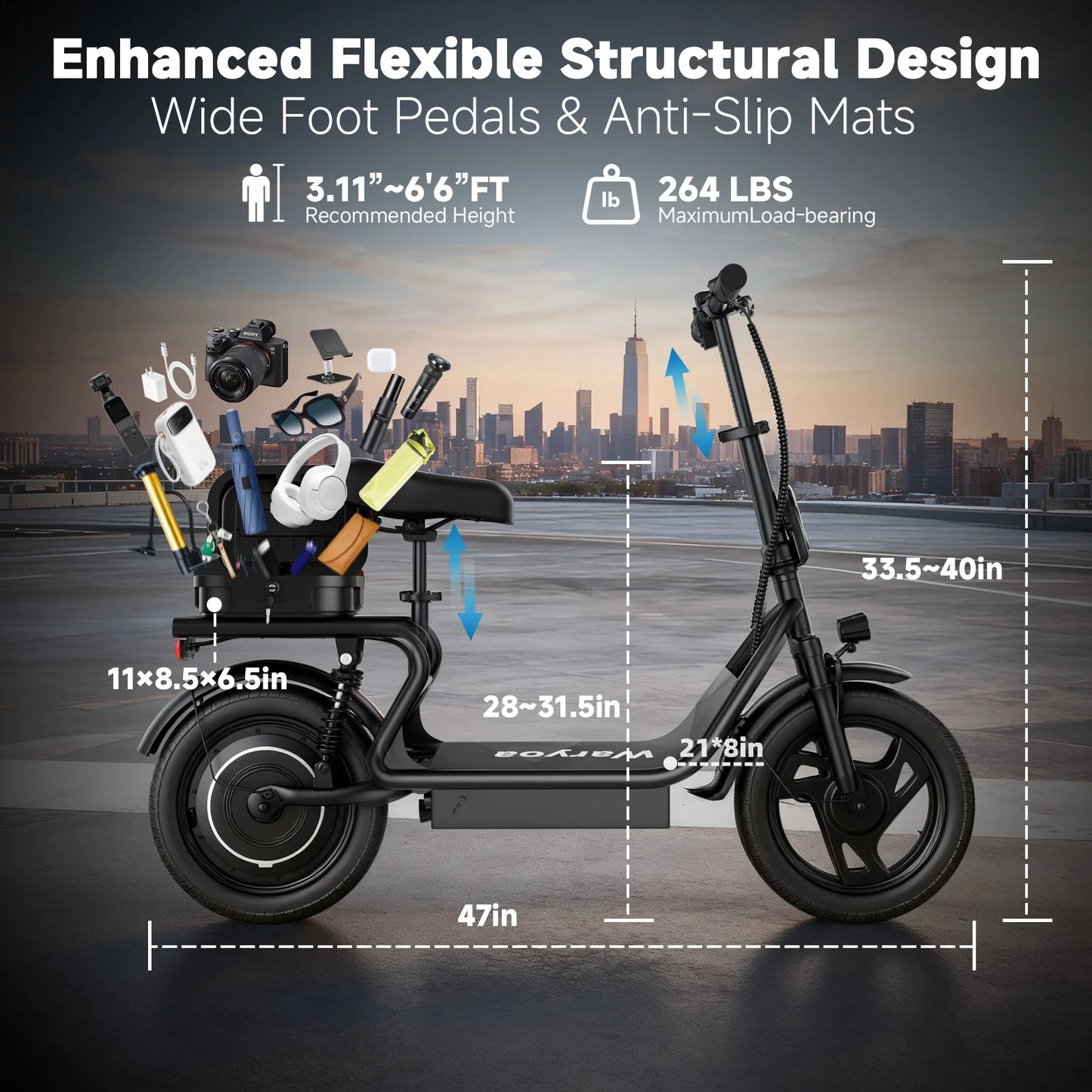 AOVOPRO 500W Foldable Electric Bicycle 28 Mile Range 22 MPH
