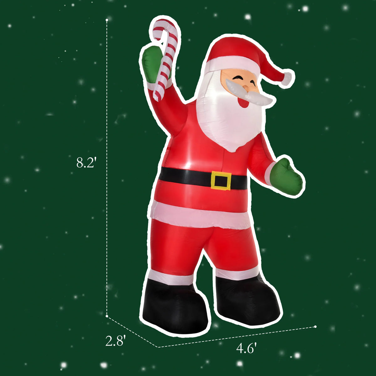 HOMCOM Christmas Inflatable Santa With Candy Cane And LED Lights