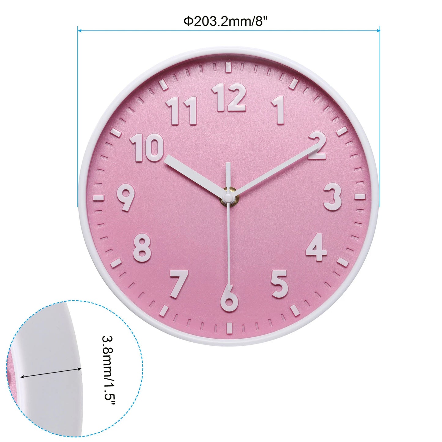 UXCELL Wall Clock Quartz Silent Battery Operated Round 3D Numbers