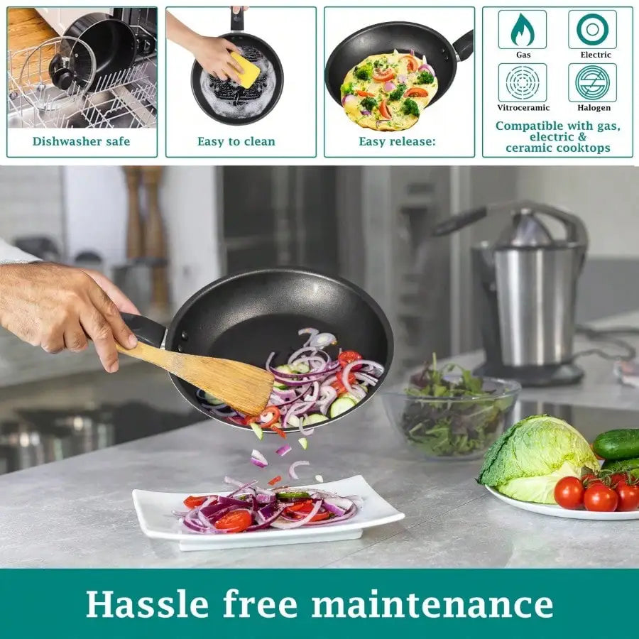 Nonstick Pots And Pans Cookware Set With Tempered Glass Lids
