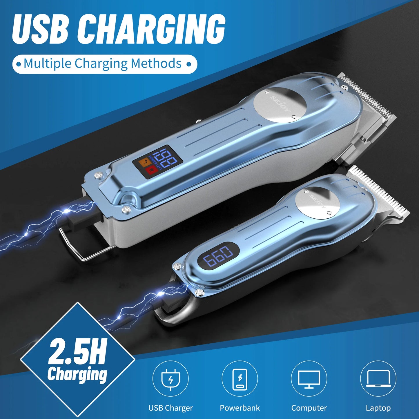 Sejoy Rechargeable Hair Clipper Set Professional Cordless Barber Kit