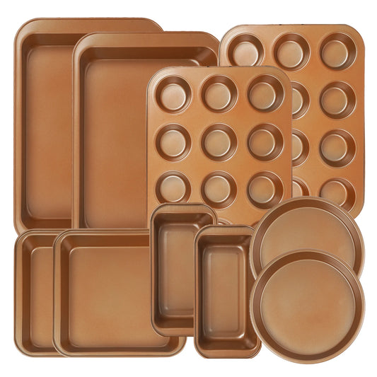 Koomade 10Pcs Nonstick Copper Carbon Steel Bakeware Set