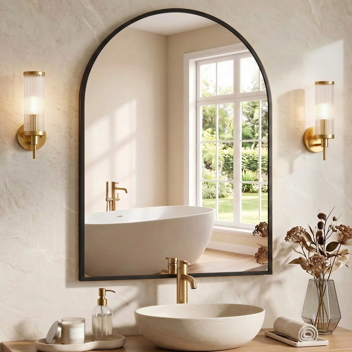 MCQ Arched Wall Mount Bathroom Mirror With Aluminum Frame
