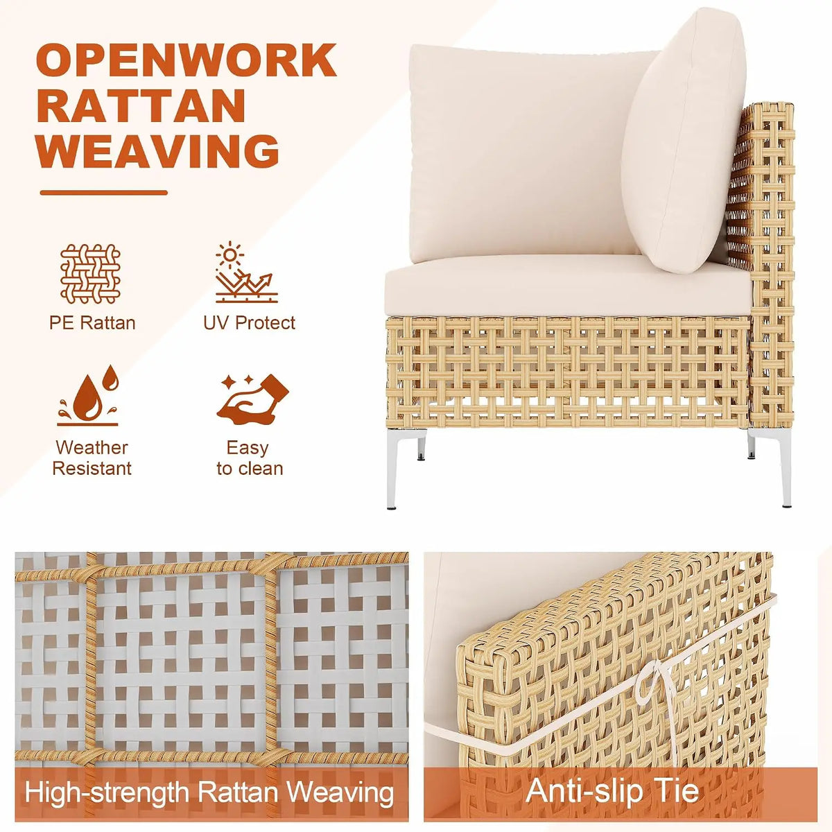 Elegant Wicker Outdoor Patio Furniture Set With Durable Backrests