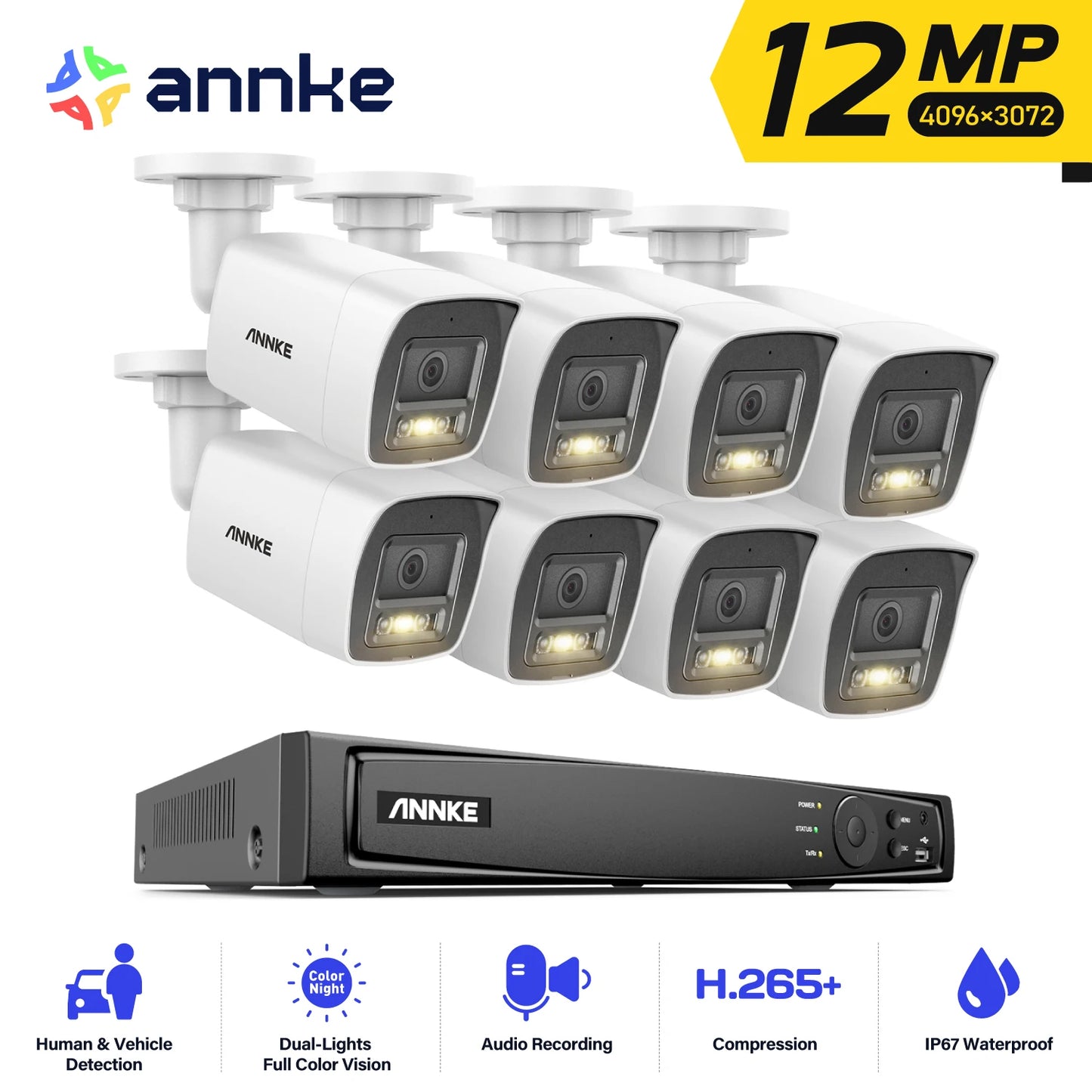 ANNKE 4K PoE Security System 8 Channel NVR Cameras