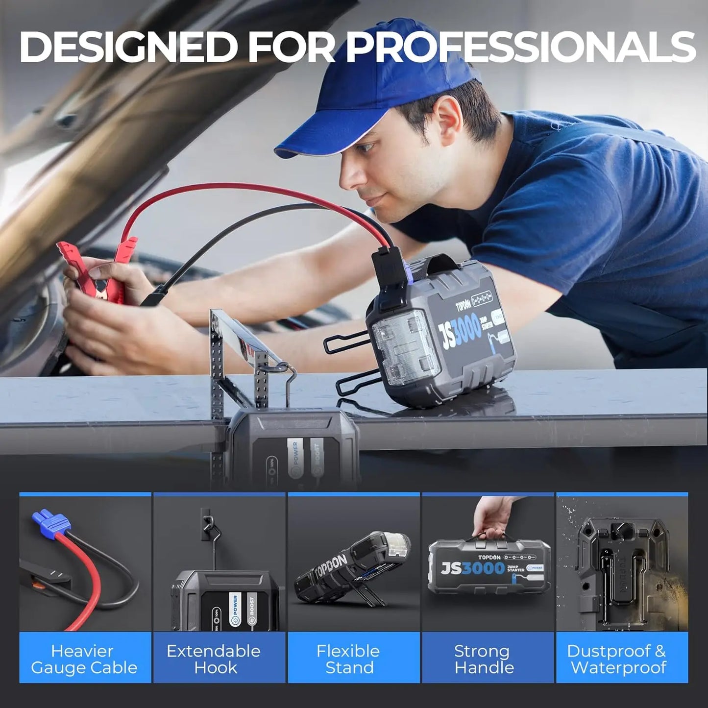Topdon JS3000 3000A Jump Starter Power Bank 12V Car