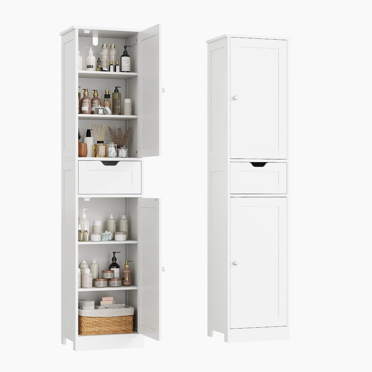 Slim Vertical Bathroom Storage Cabinet With Space Saving Organizer