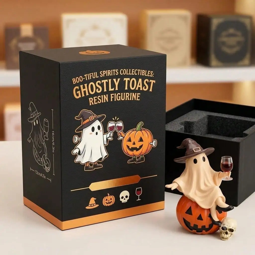 Funny Ghost Wine Glass Resin Statue Halloween Home Decor