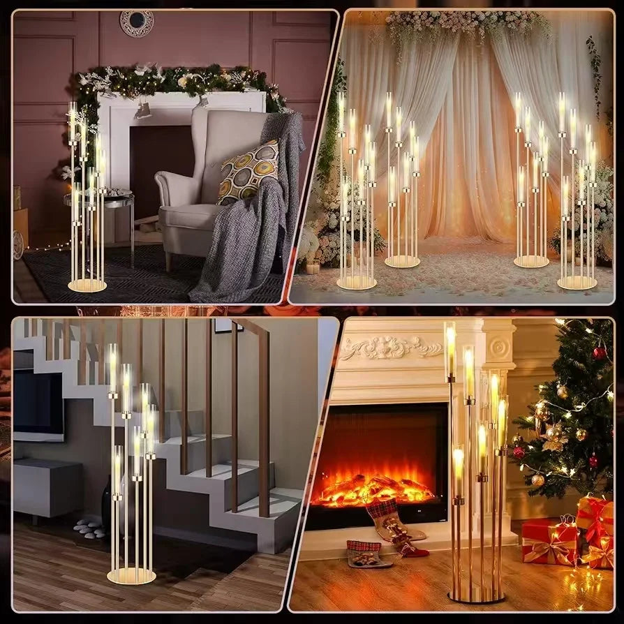 Metal Floor Candlestick Holder With 24 LED Candles For Events