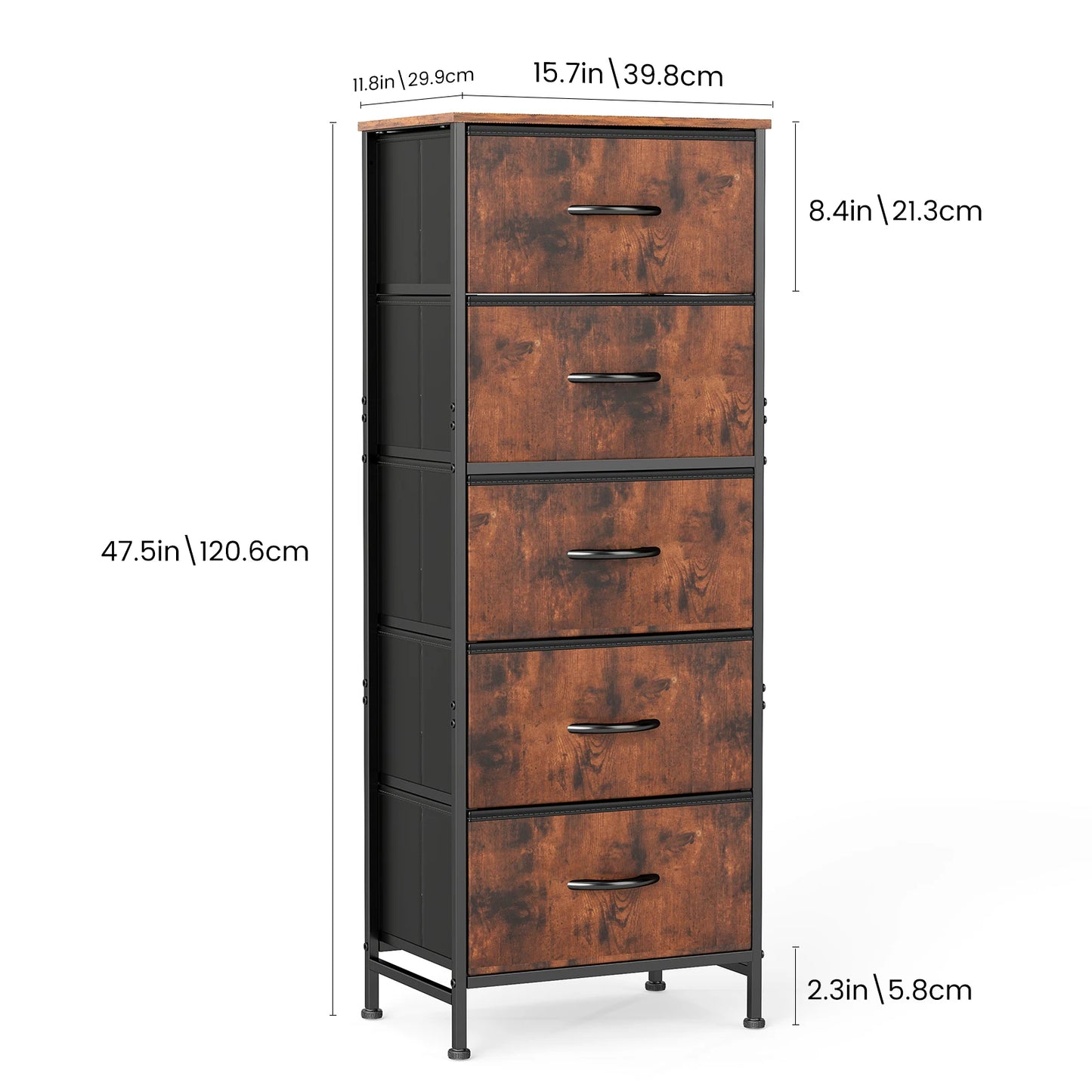 JHK Five Drawer Fabric Cabinet For Living Room Storage