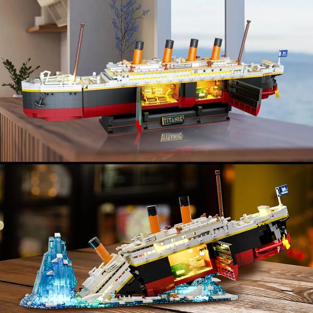 Titanic Building Set With Glacier Display Stand Mini Block Model