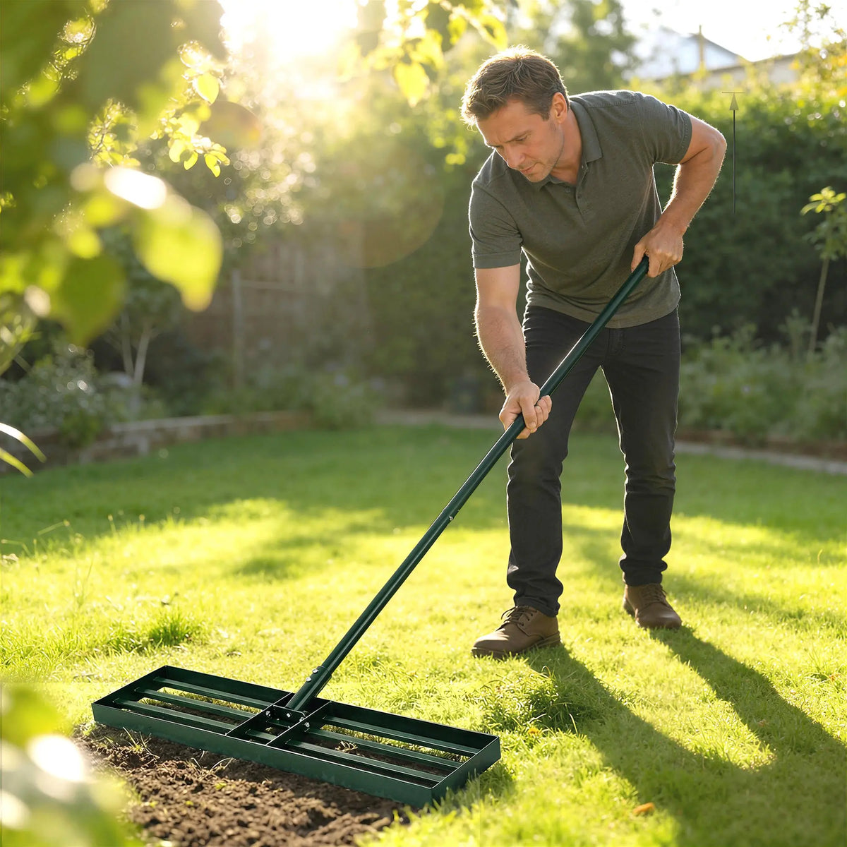 Outsunny Steel Lawn Leveling Rake For Garden Yard Maintenance