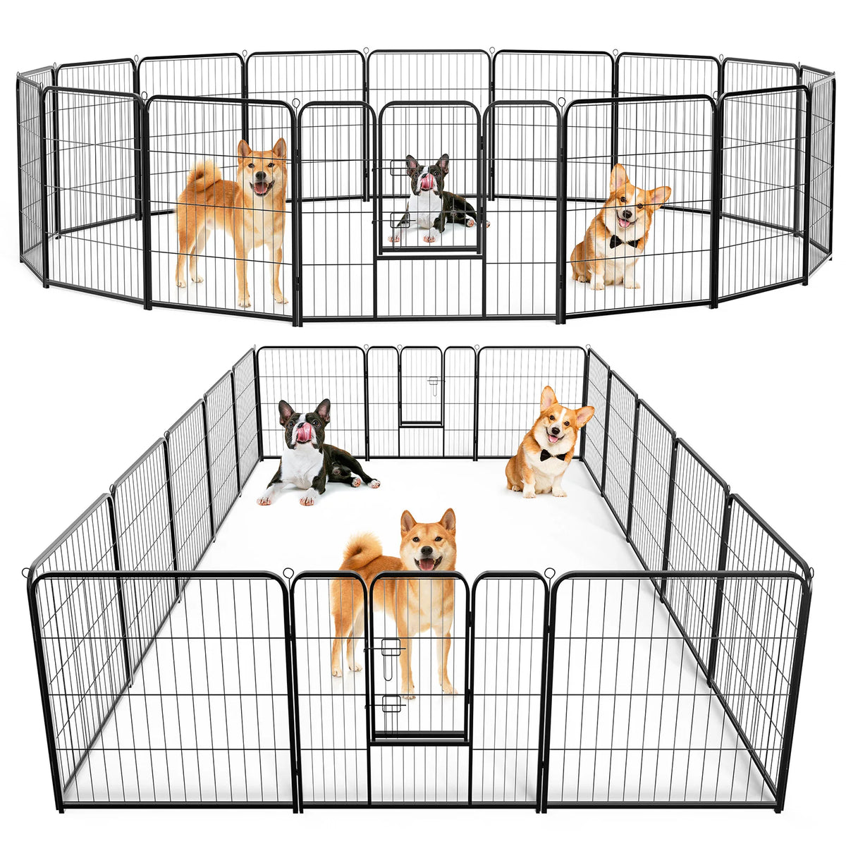 JHK Foldable Metal Dog Playpen Fence for Indoor Outdoor Exercise