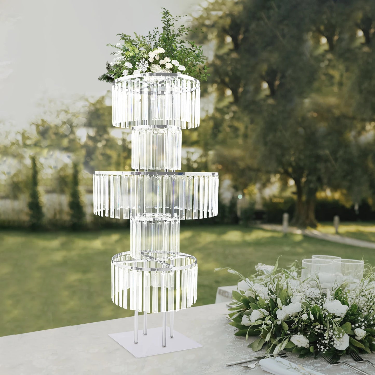 5-Tier Wedding Centerpiece Stand With Acrylic Flower Vases