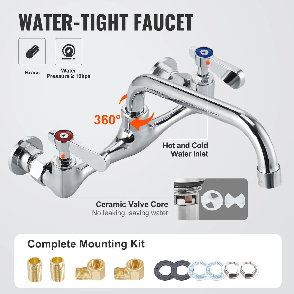 SucceBuy Stainless Steel Single Bowl Commercial Prep Sink With Faucet
