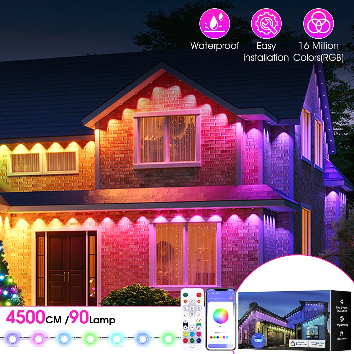 Aiopp RGBIC Outdoor Lights IP67 Waterproof With 100 Scene Modes