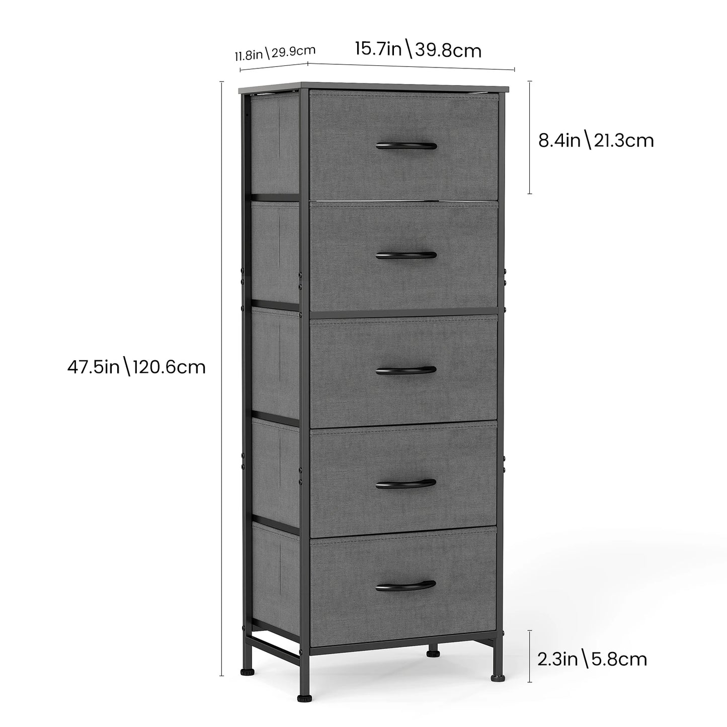 JHK Five Drawer Fabric Cabinet For Living Room Storage