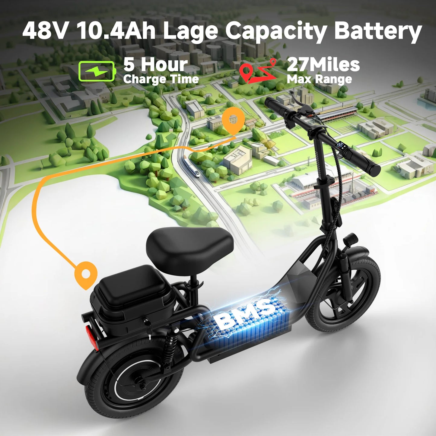 AOVOPRO 500W Foldable Electric Bicycle 28 Mile Range 22 MPH