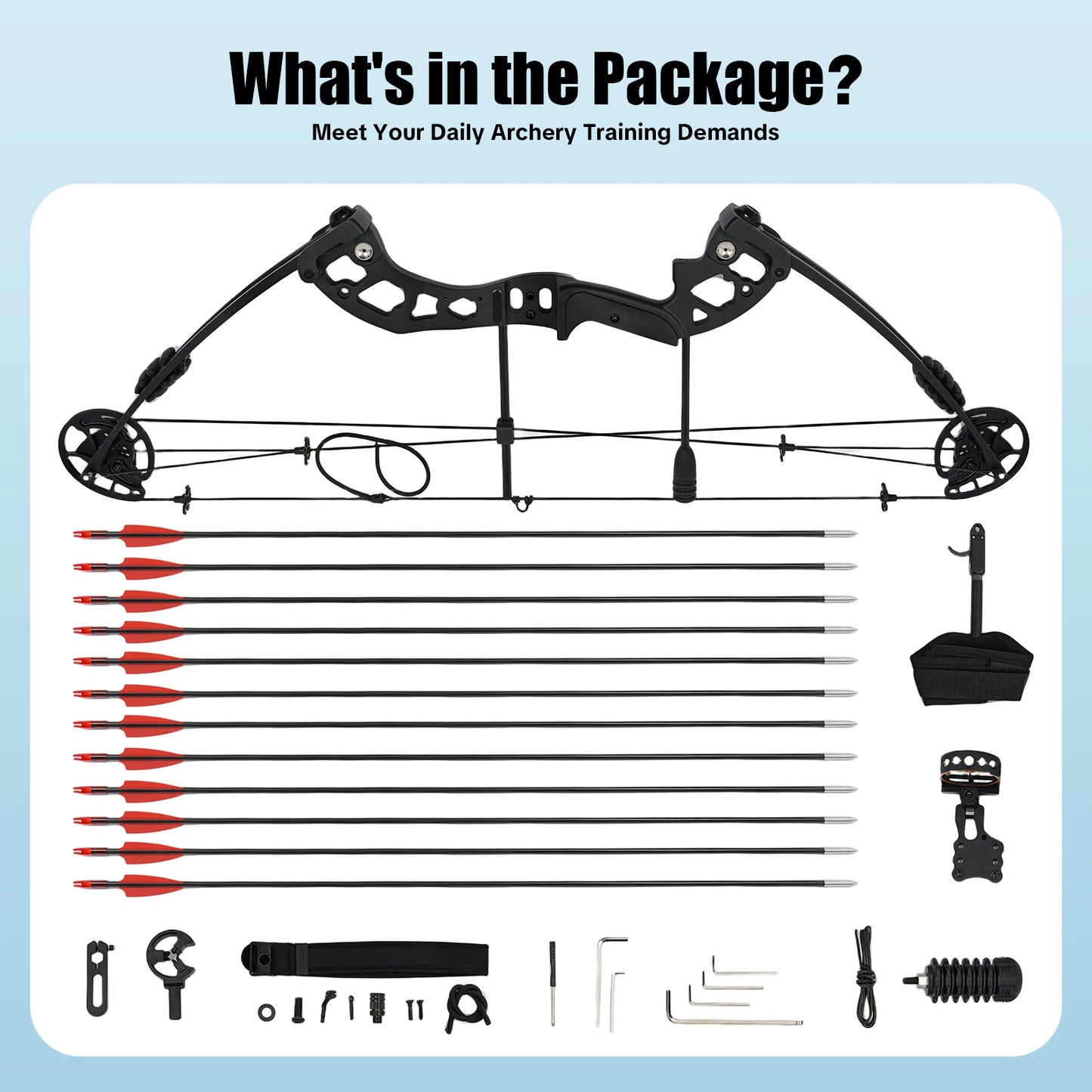 Compound Bow Hunting Kit With 12 Arrows And Adjustable Draw