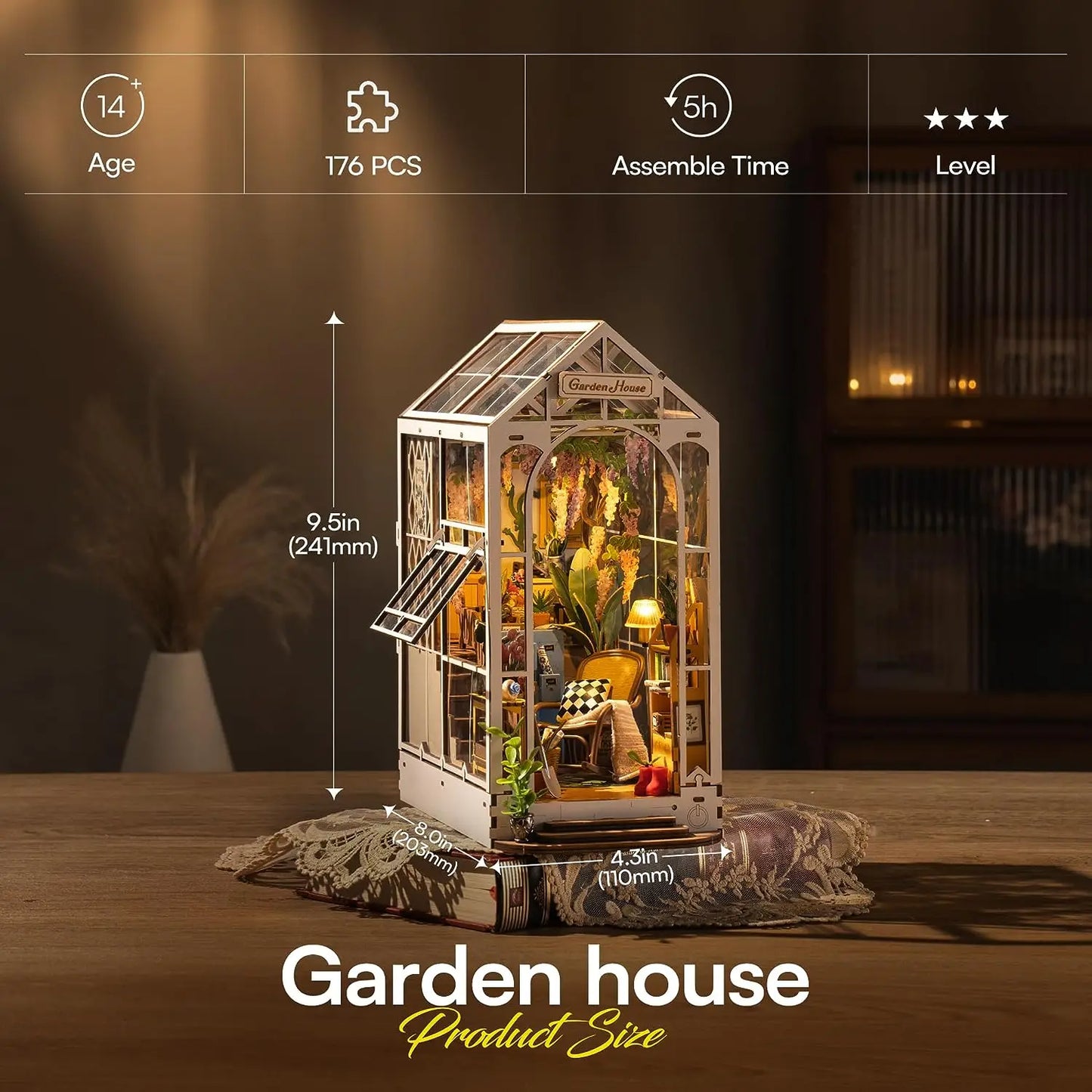 Robotime Diy Book Nook Wooden Miniature Doll House For Bookshelf