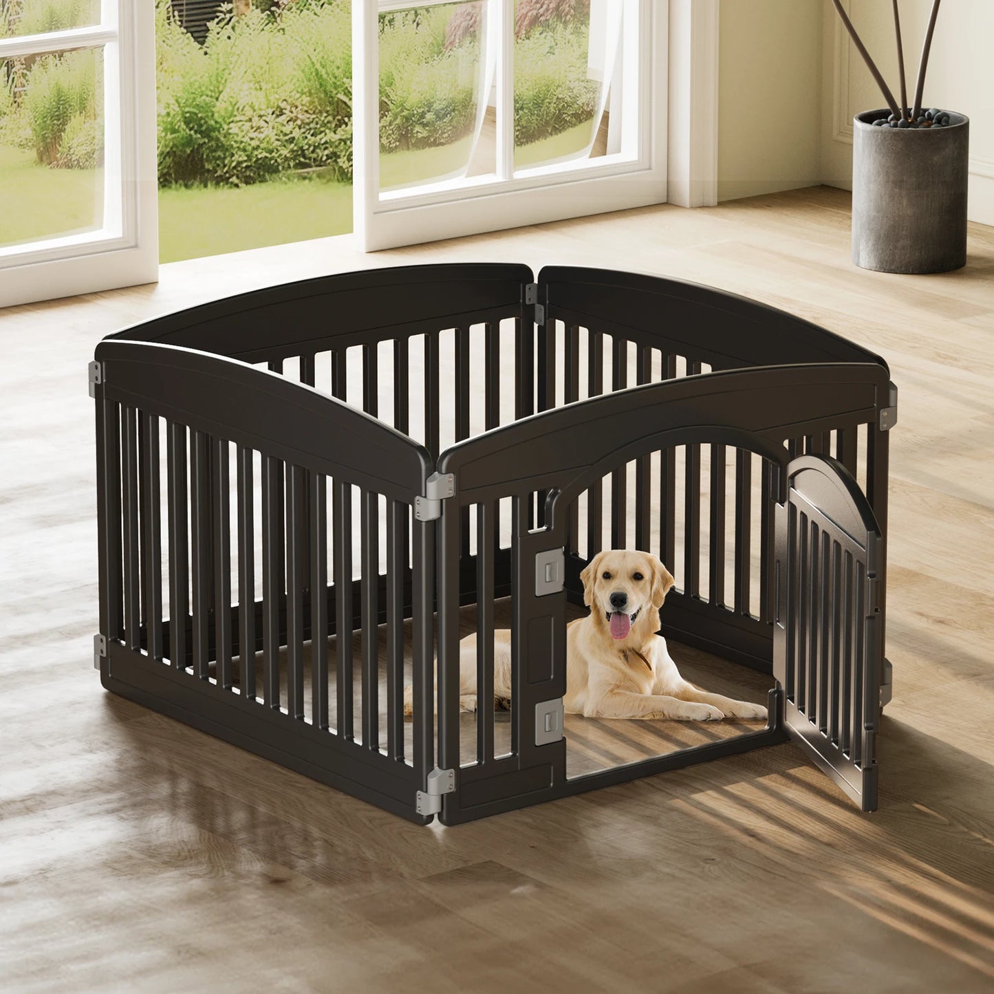 JHK Plastic Dog Playpen Expandable Pet Fence For Medium Dogs