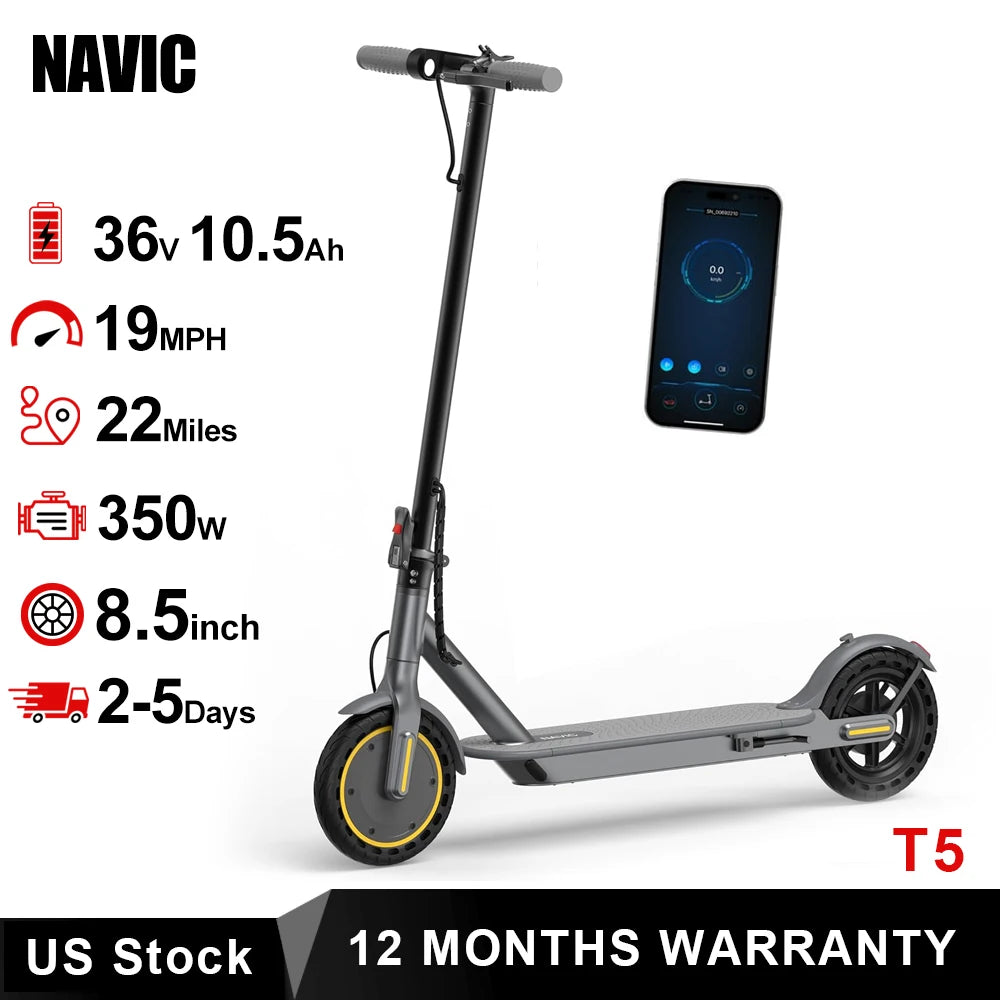 Aovopro T5 350W Foldable Electric Scooter 19Mph App 22Mile Range
