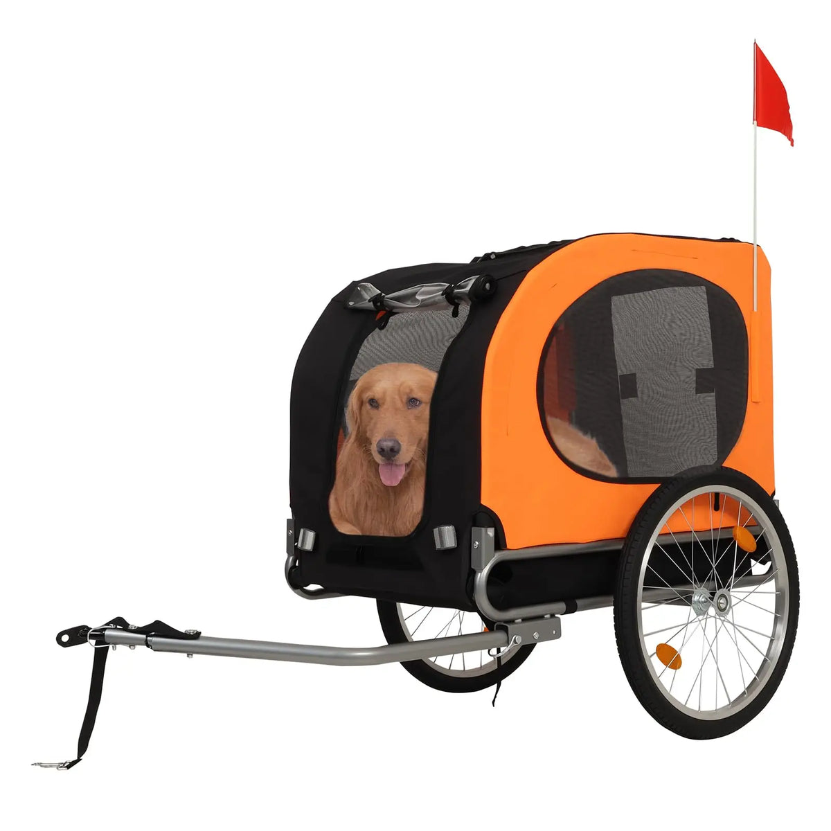 Foldable Dog Bike Trailer With Quick Release Wheels And Mesh Windows