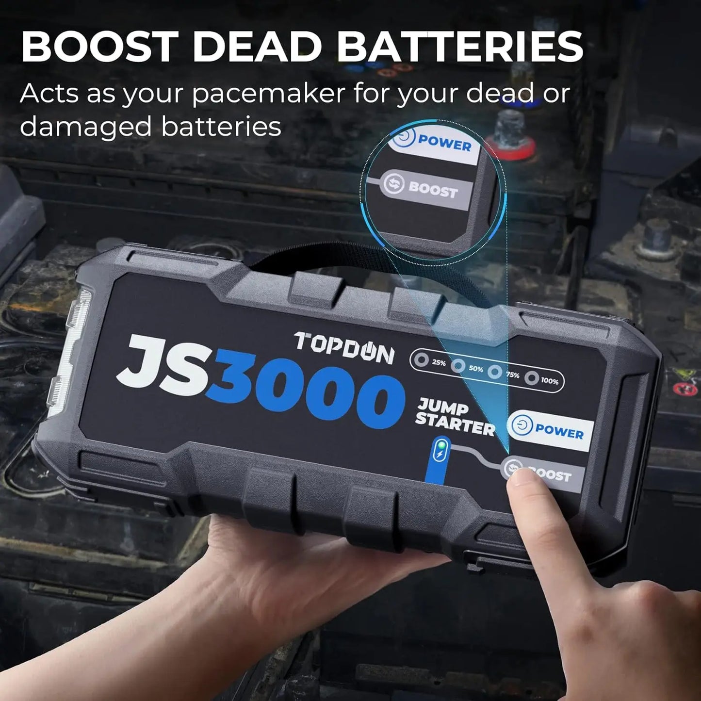 Topdon JS3000 3000A Jump Starter Power Bank 12V Car