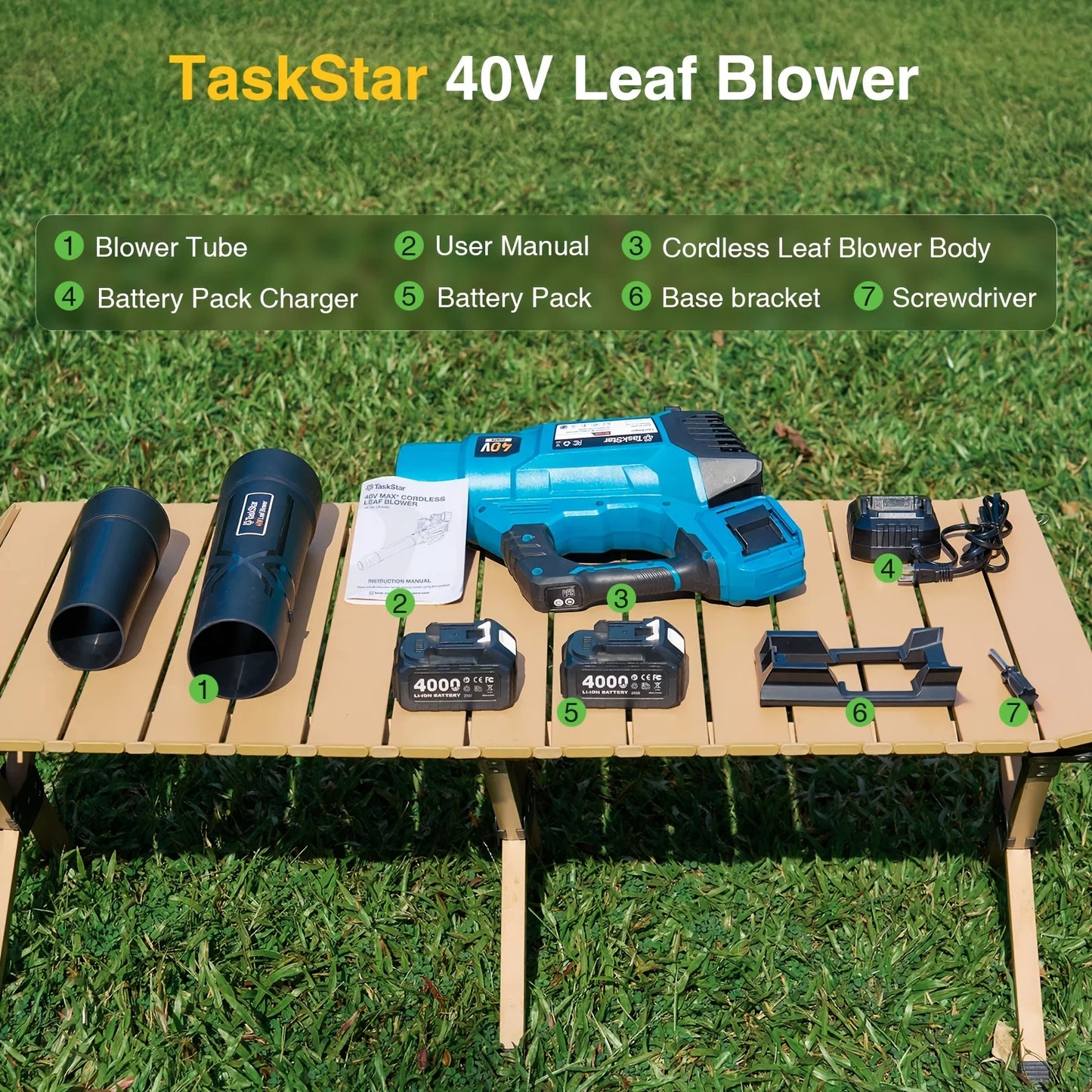 TaskStar 40V Electric Air Blower And Leaf Vacuum With Batteries