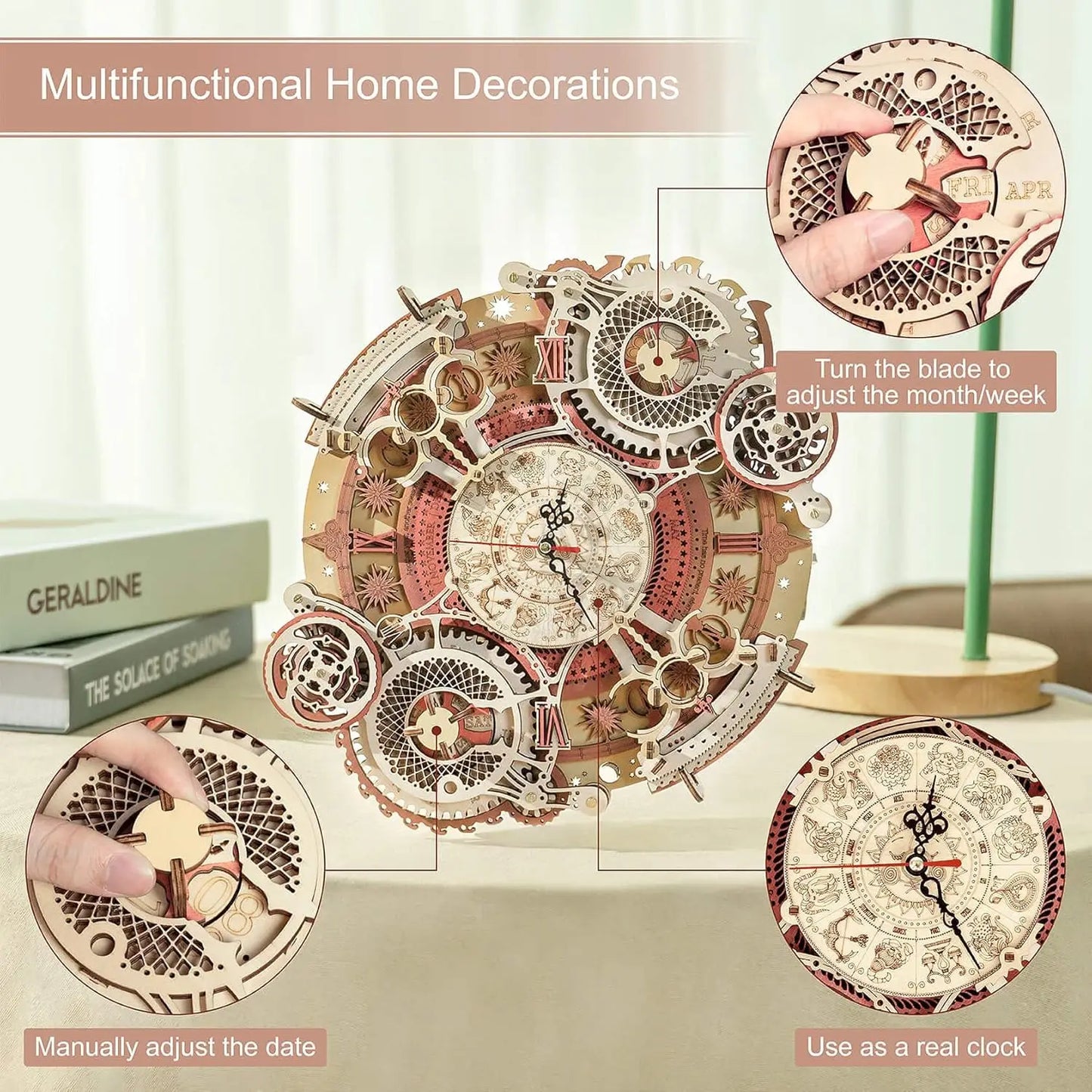 Robotime 3D Wooden Puzzle Wall Clock Mechanical Kit