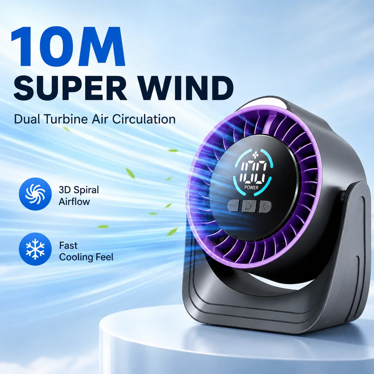 USB Circulation Fan With Natural Wind And Night Light