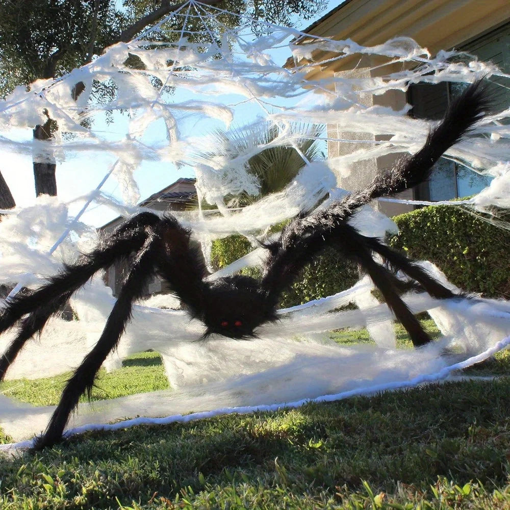 Giant Spider And Stretchy Web Halloween Outdoor Decoration Set