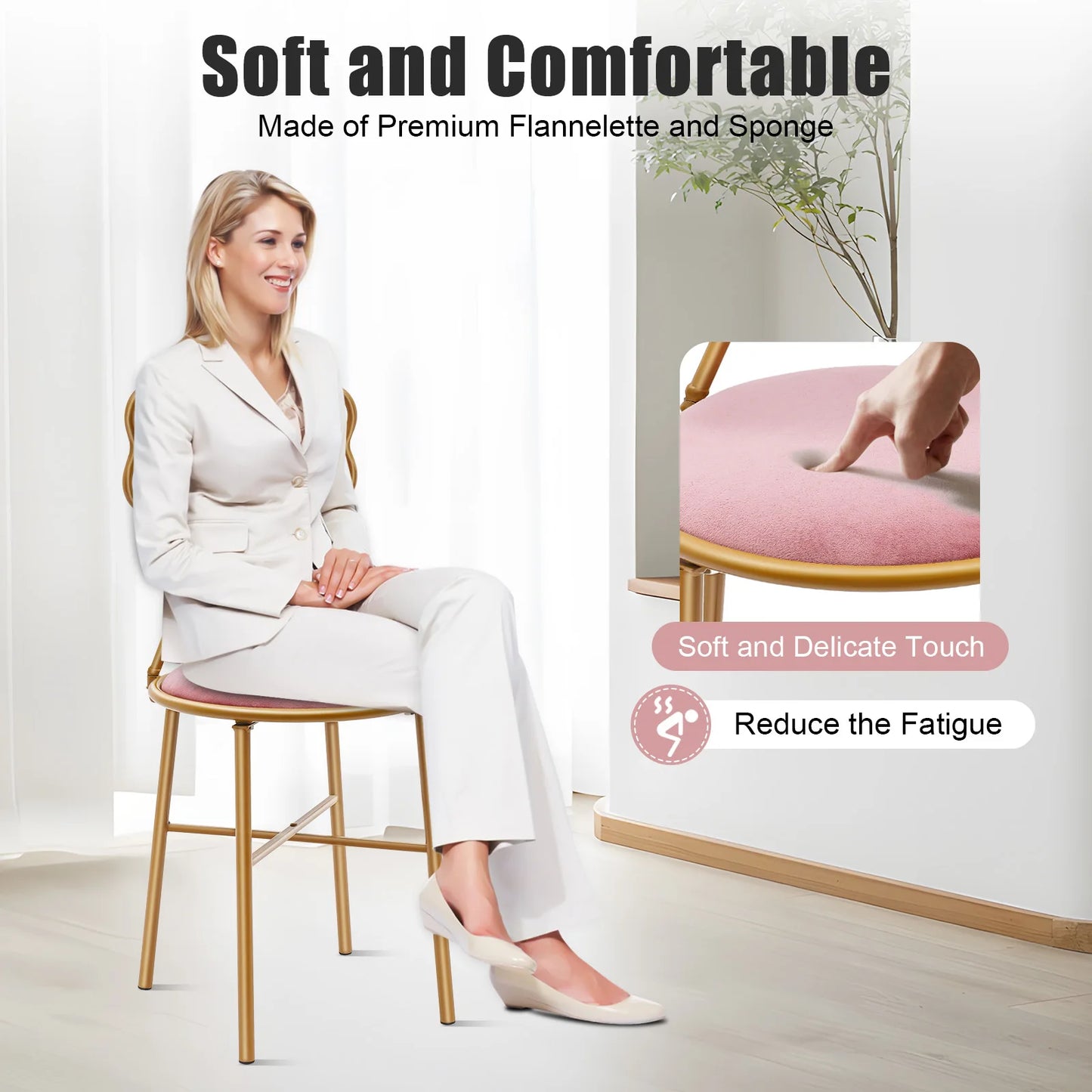 Bymaocar Butterfly Backrest Chair Metal Vanity Stool For Living Room
