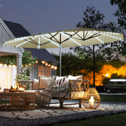 Outsunny Solar LED Patio Umbrella With UV Protection And Shade
