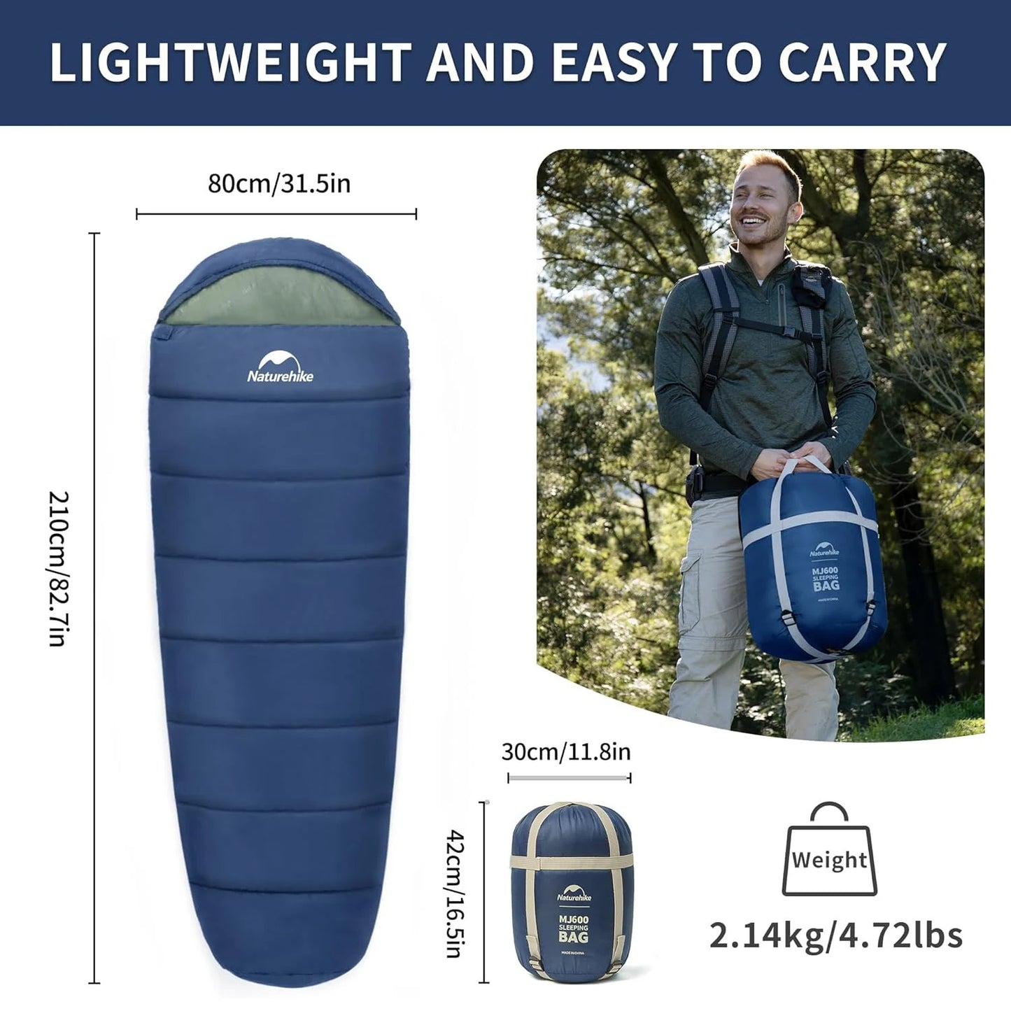 Naturehike Mummy Sleeping Bag MJ300 MJ600 Ultra Winter Warm Indoor