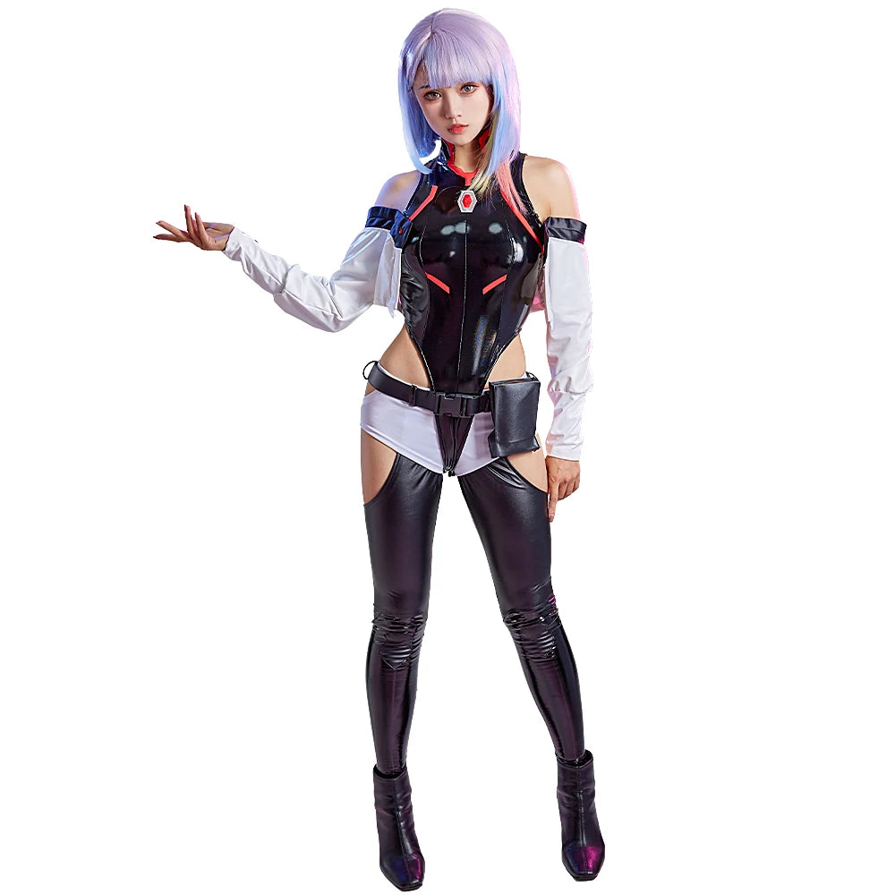 Miccostumes Women's Anime Cosplay PU Leather Bodysuit Costume Set