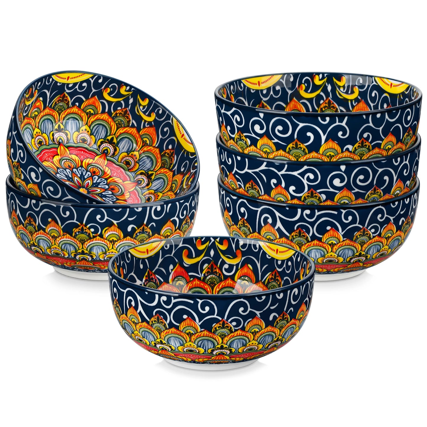 Malacasa 6 Or 12 Piece Bohemian Ceramic Soup Bowl Set