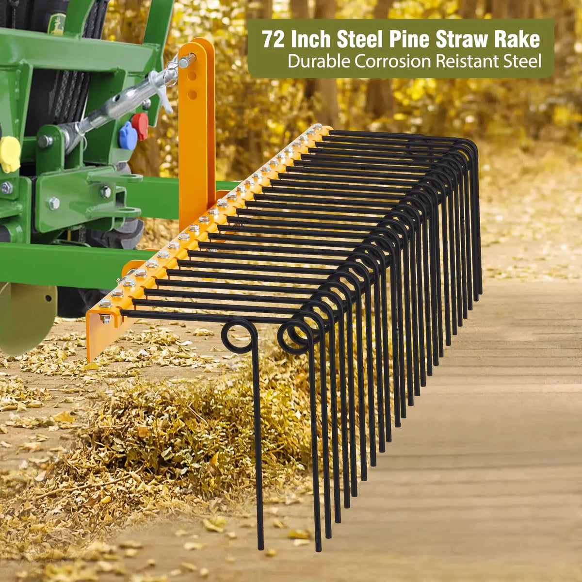 HiMISS Tow Behind Pine Straw Rake With Durable Spring Tines