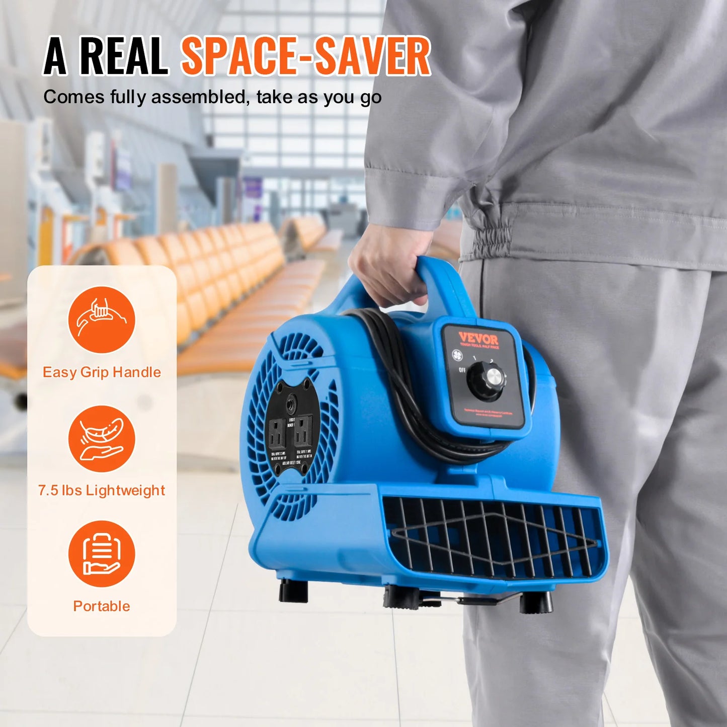 SucceBuy Floor Blower 1360 RPM 600 CFM Air Mover for Drying and Cooling