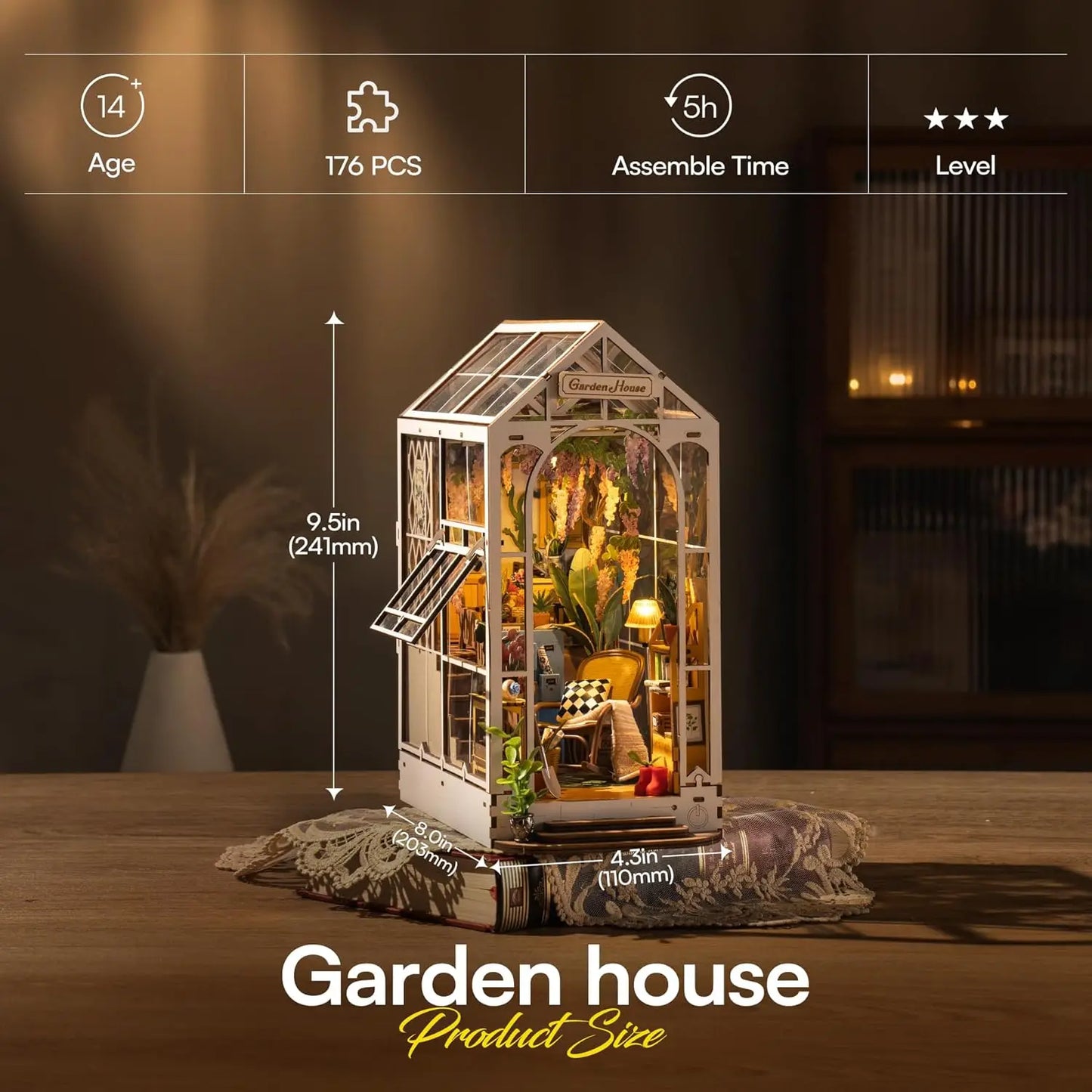 Robotime Diy Book Nook Wooden Miniature Doll House For Bookshelf